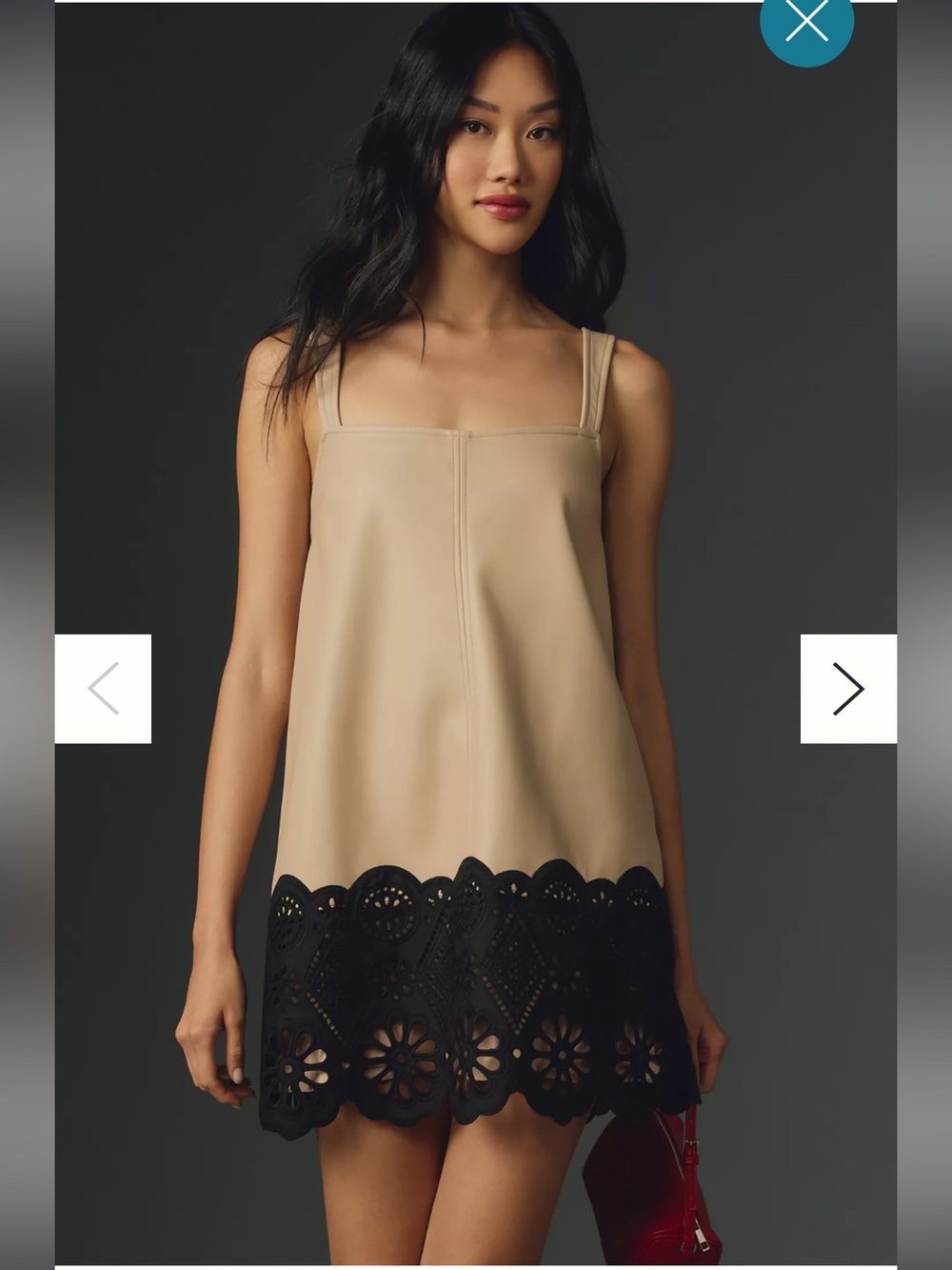 By Anthropologie Sleeveless Square-Neck Scallop-Trim Mini Dress